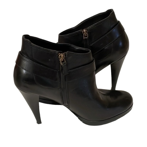 Cole Haan Black Leather Harness Stiletto Booties Size 9.5 - Picture 5 of 9
